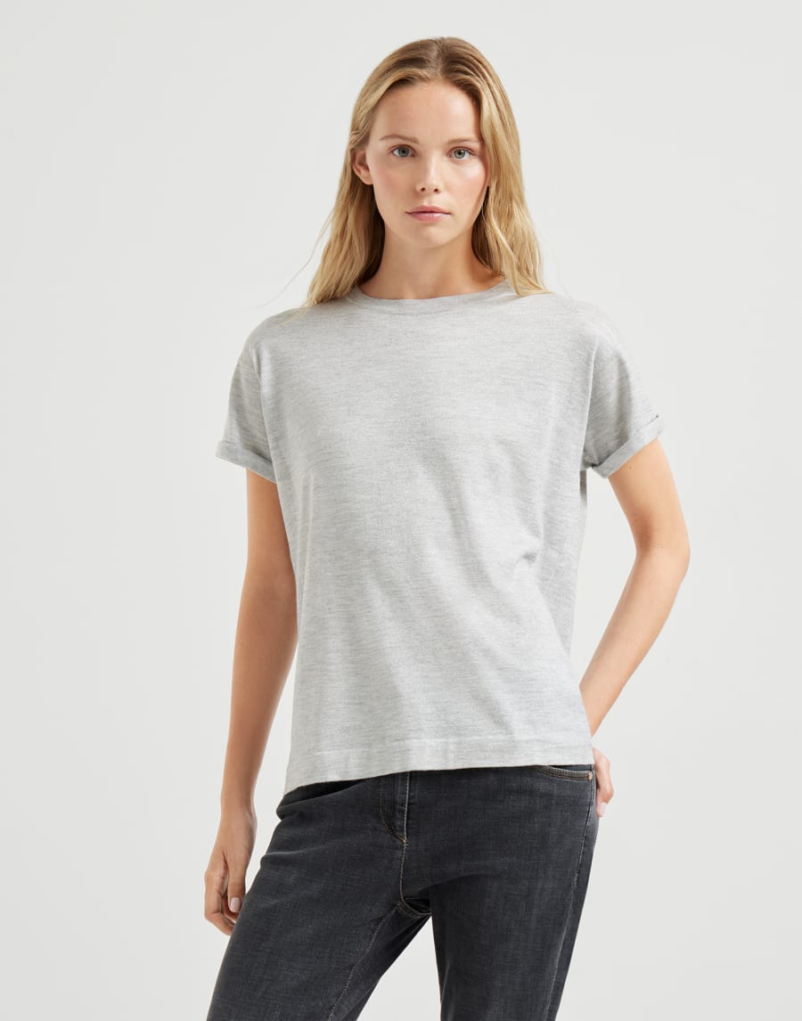 Pull léger en cachemire et soie Gris Clair Femme - Brunello Cucinelli