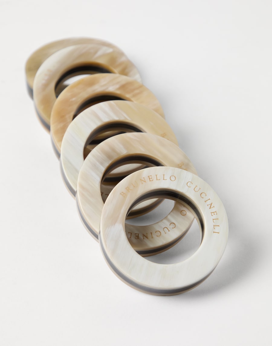 6-piece napkin ring set Natural Horn Lifestyle - Brunello Cucinelli