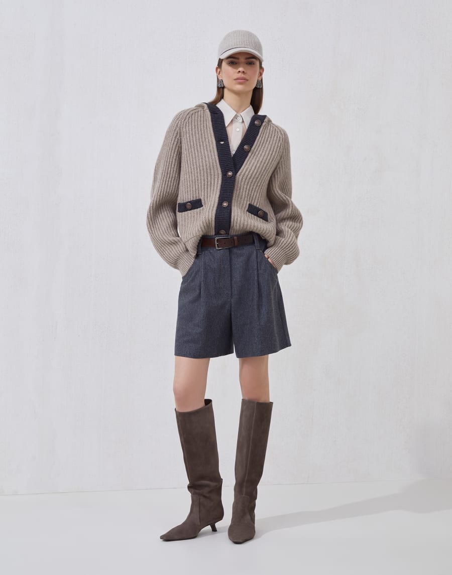 Cashmere Feather yarn cardigan Warm Beige Woman - Brunello Cucinelli