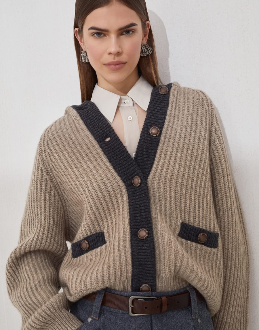 Cardigan en cachemire Piuma Beige Chaud Femme - Brunello Cucinelli