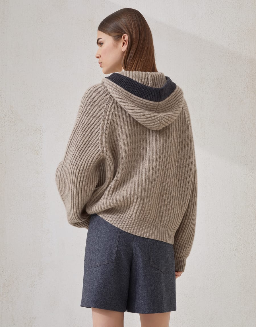 Cashmere Feather yarn cardigan Warm Beige Woman - Brunello Cucinelli