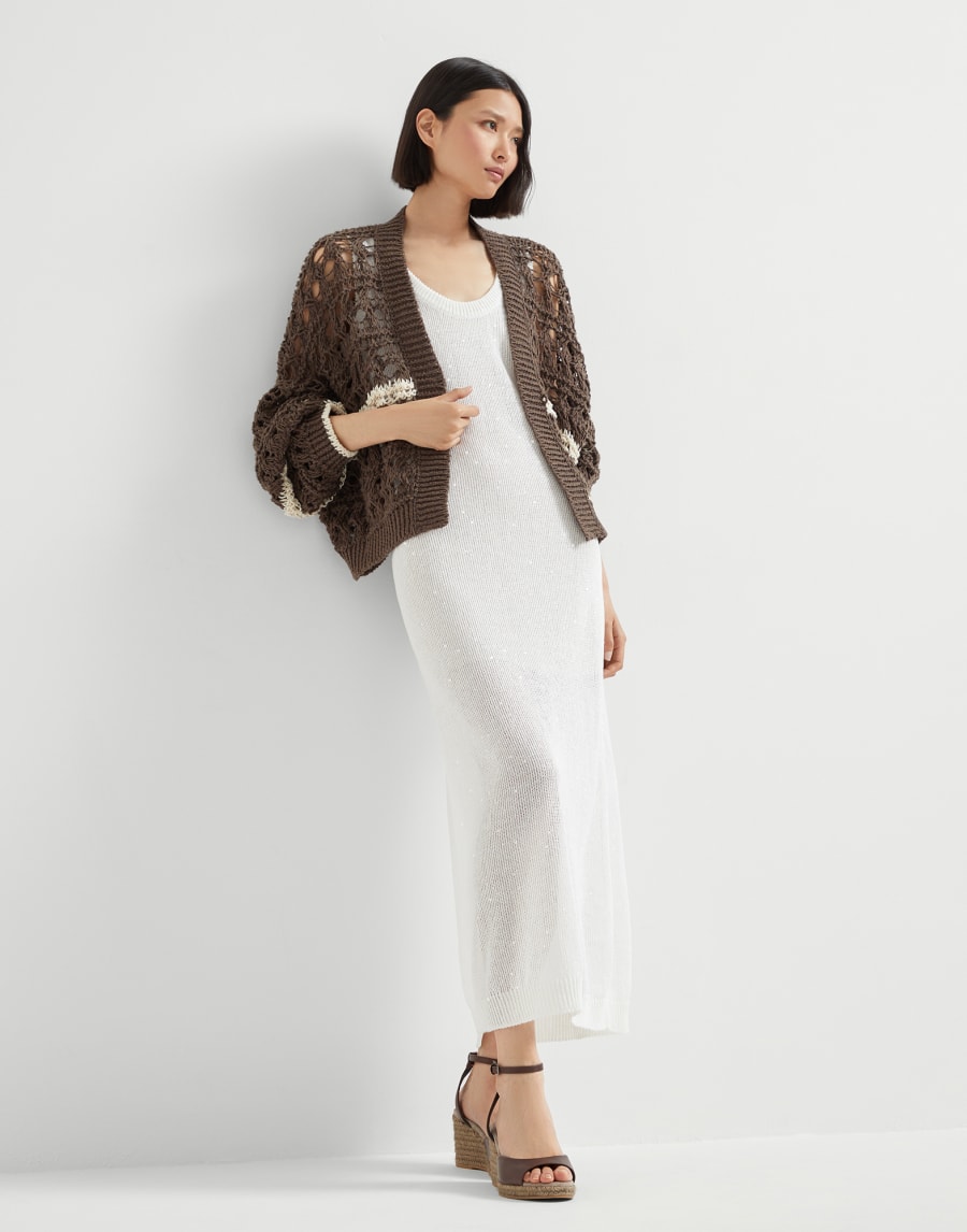 Linen and silk Diamond yarn dress White Woman - Brunello Cucinelli