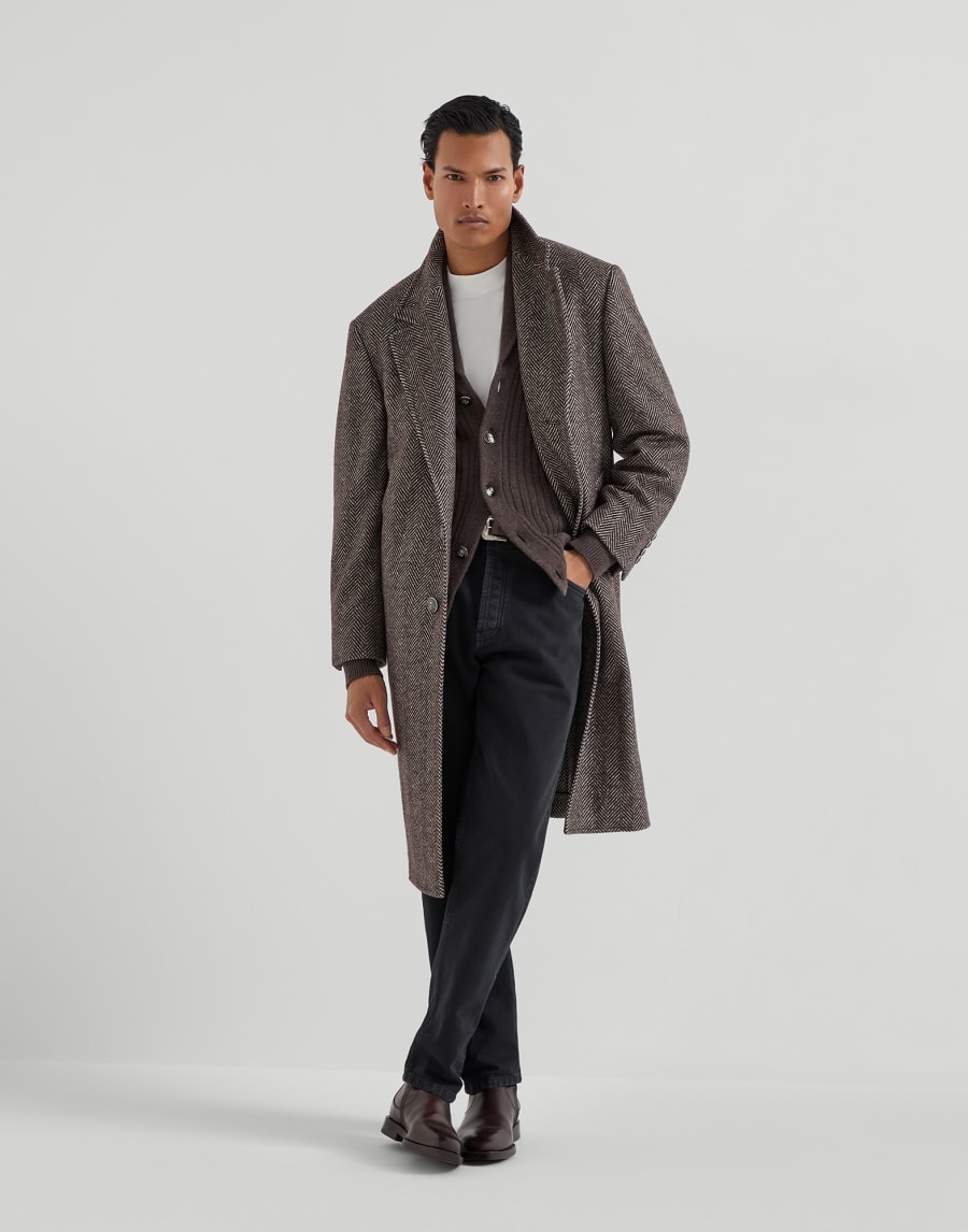 Cardigan with metal buttons Brown Man - Brunello Cucinelli