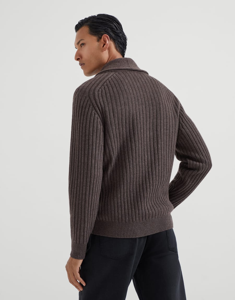 Cardigan with metal buttons Brown Man - Brunello Cucinelli