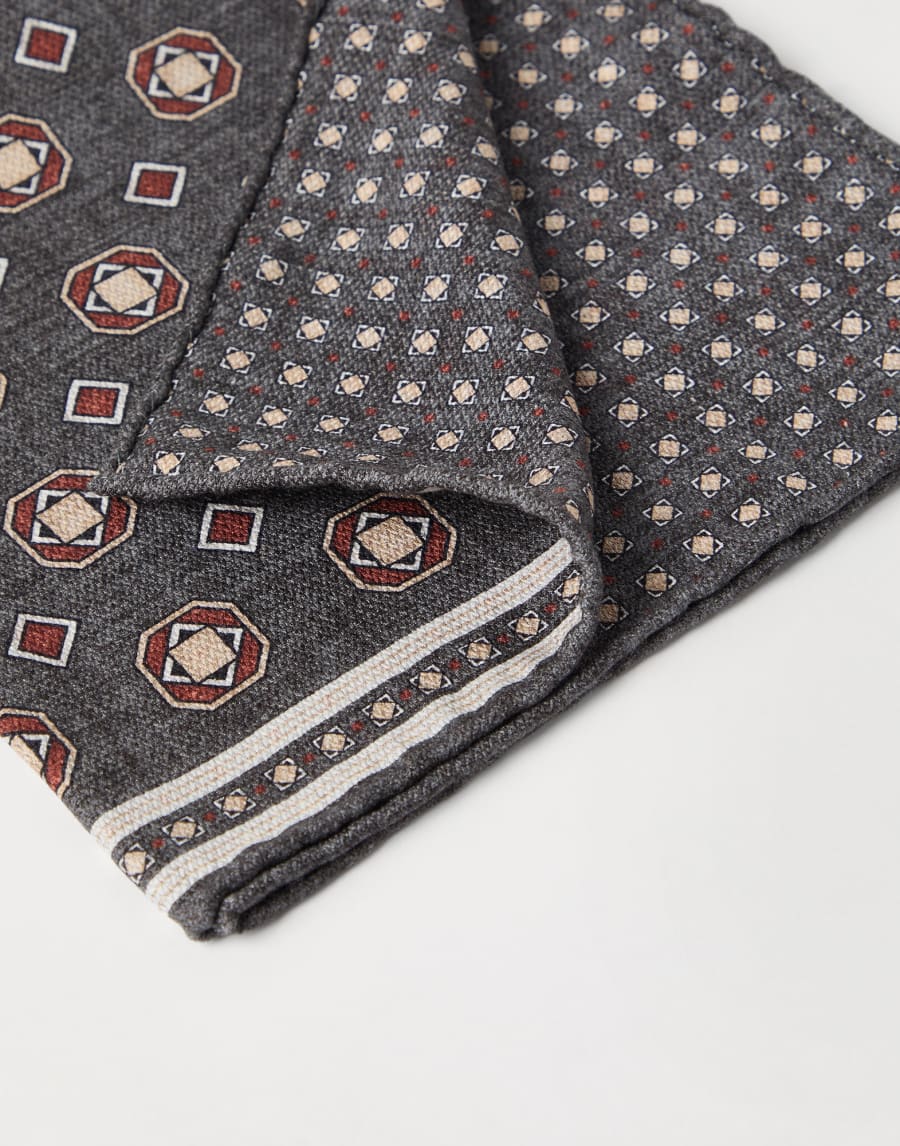 Double face silk pocket square Lead Man - Brunello Cucinelli