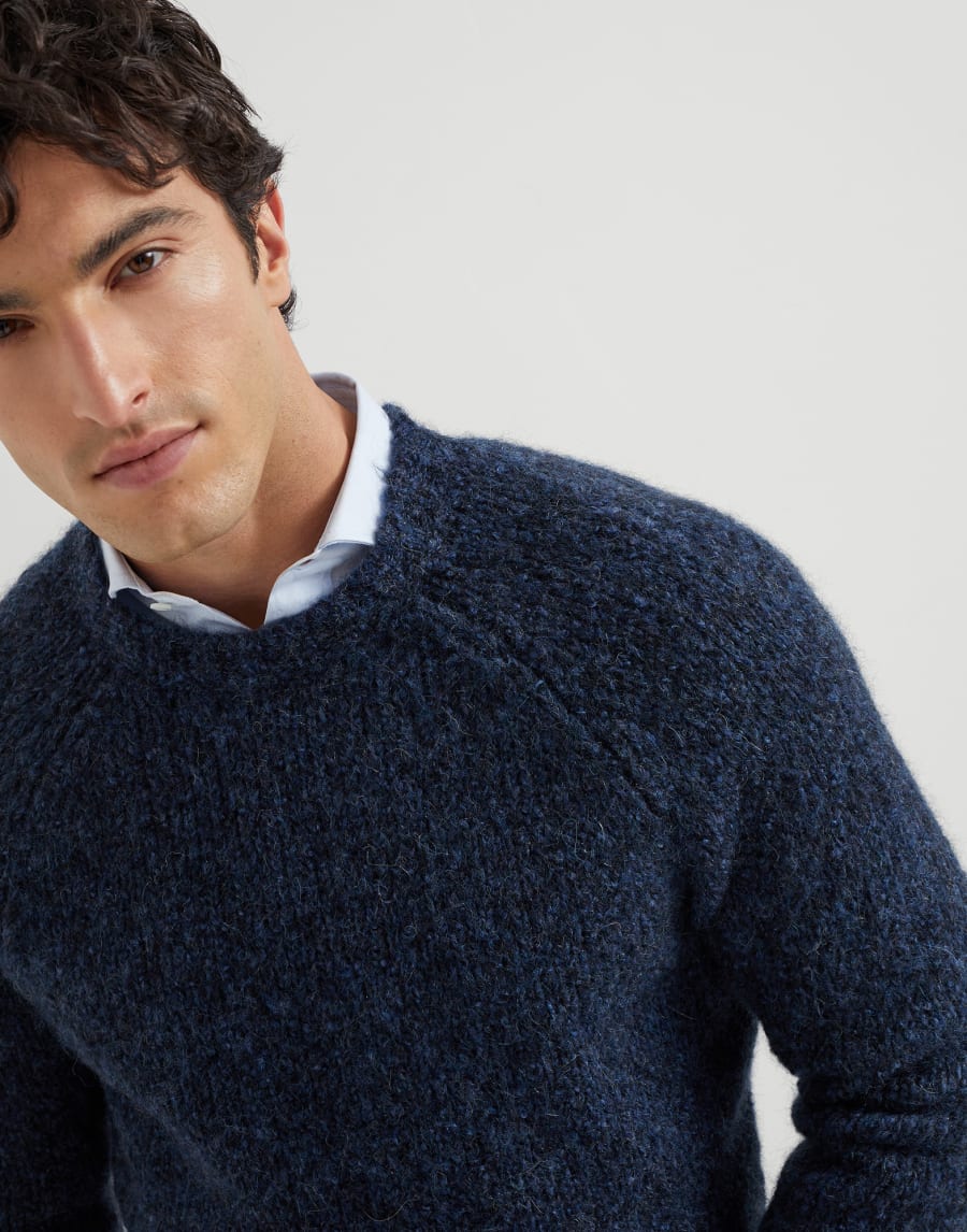 Flecked sweater Navy Blue Man - Brunello Cucinelli