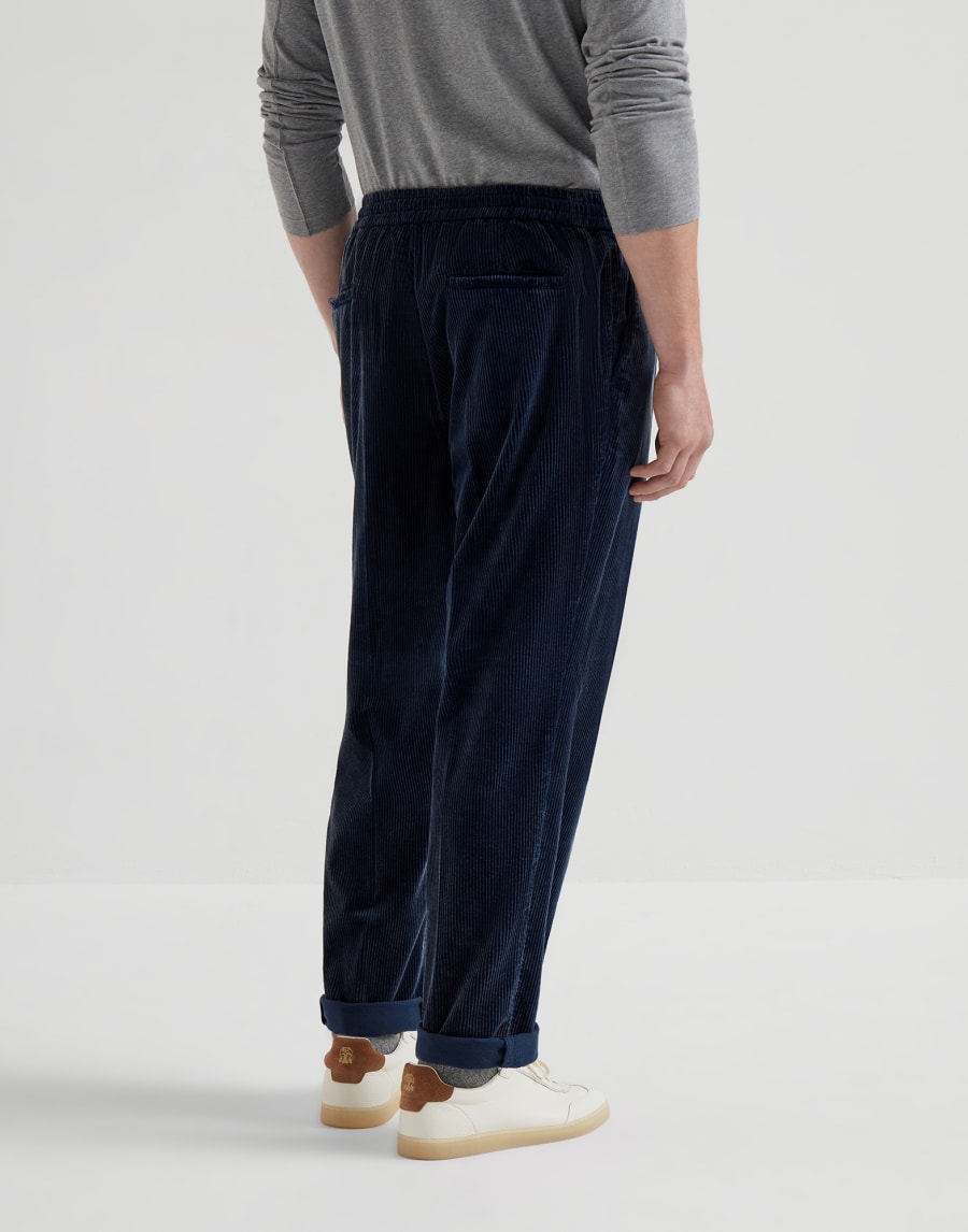 Pantalone leisure fit con coulisse Blu Navy Uomo - Brunello Cucinelli