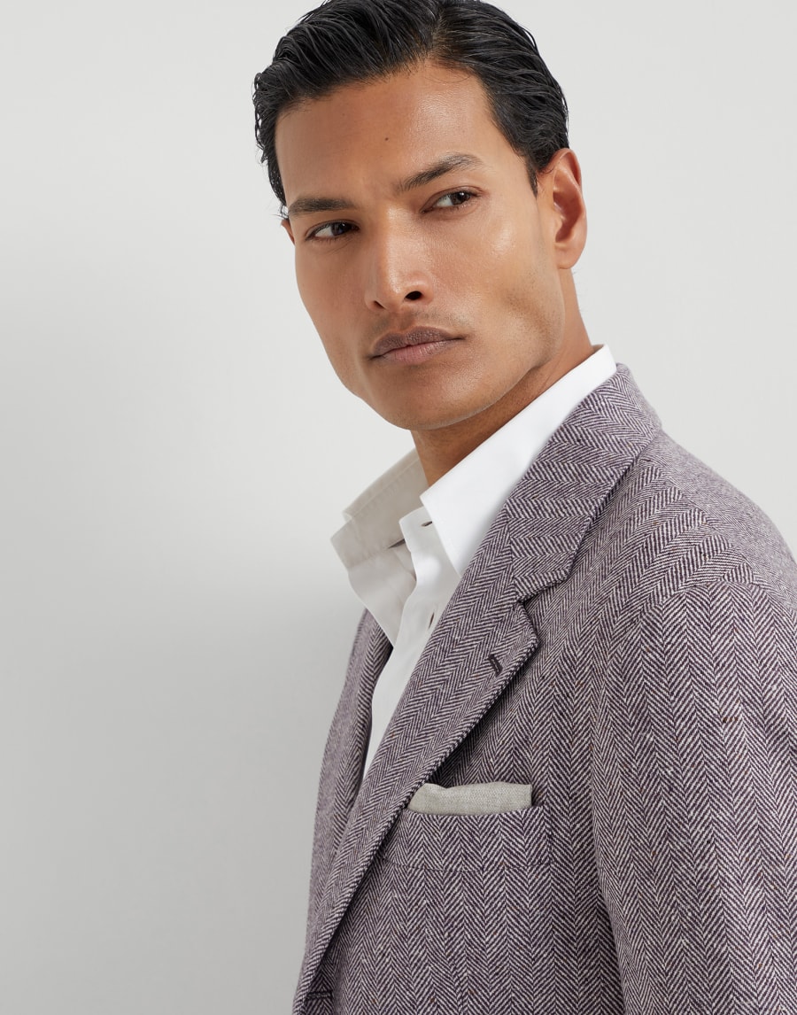 Chevron deconstructed blazer Burgundy Man - Brunello Cucinelli