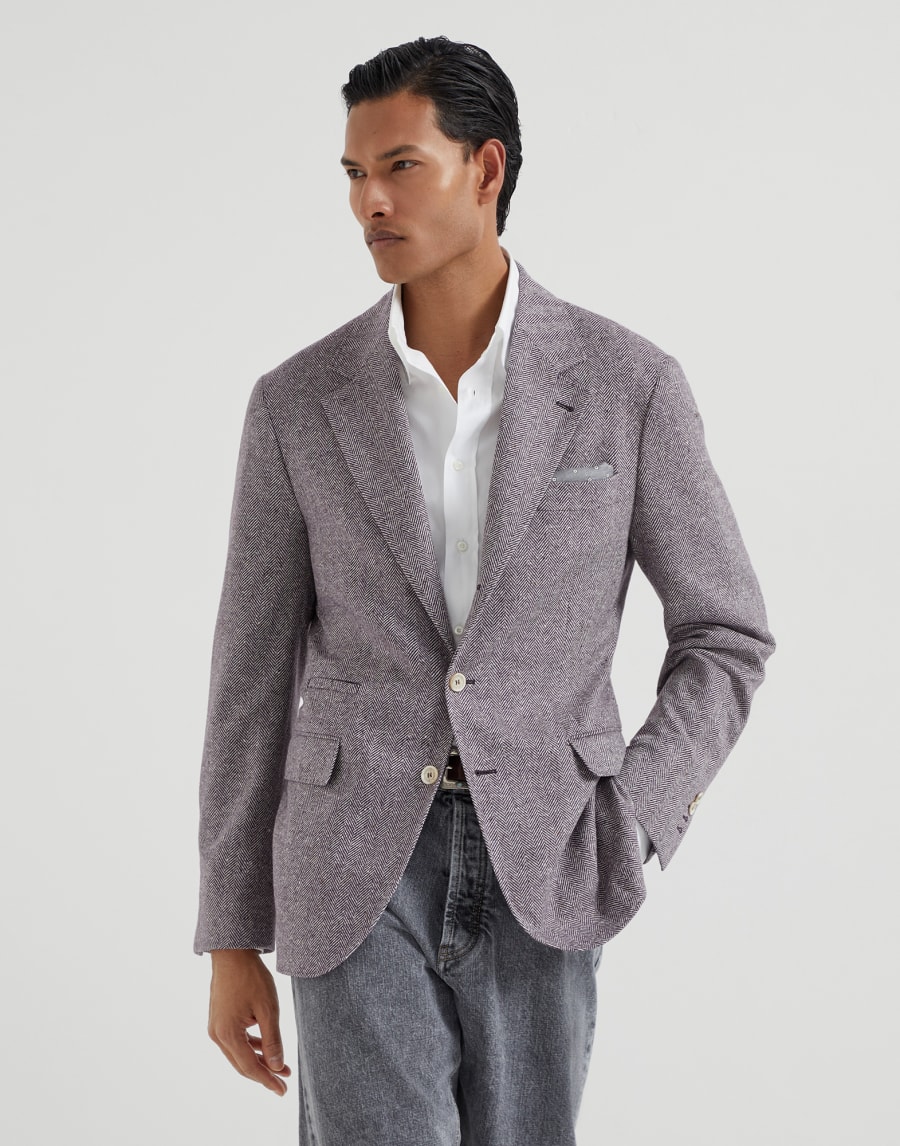 Chevron deconstructed blazer Burgundy Man - Brunello Cucinelli