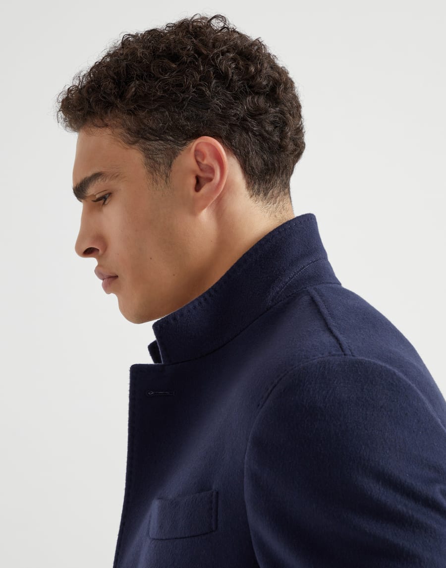 Cashmere and vicuña outerwear blazer Navy Blue Man - Brunello Cucinelli