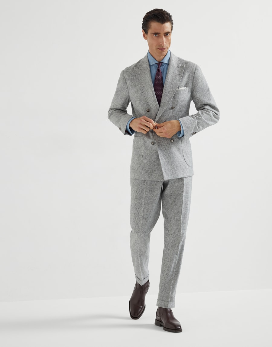 威尔士格纹西装套装 浅灰 男款 - Brunello Cucinelli