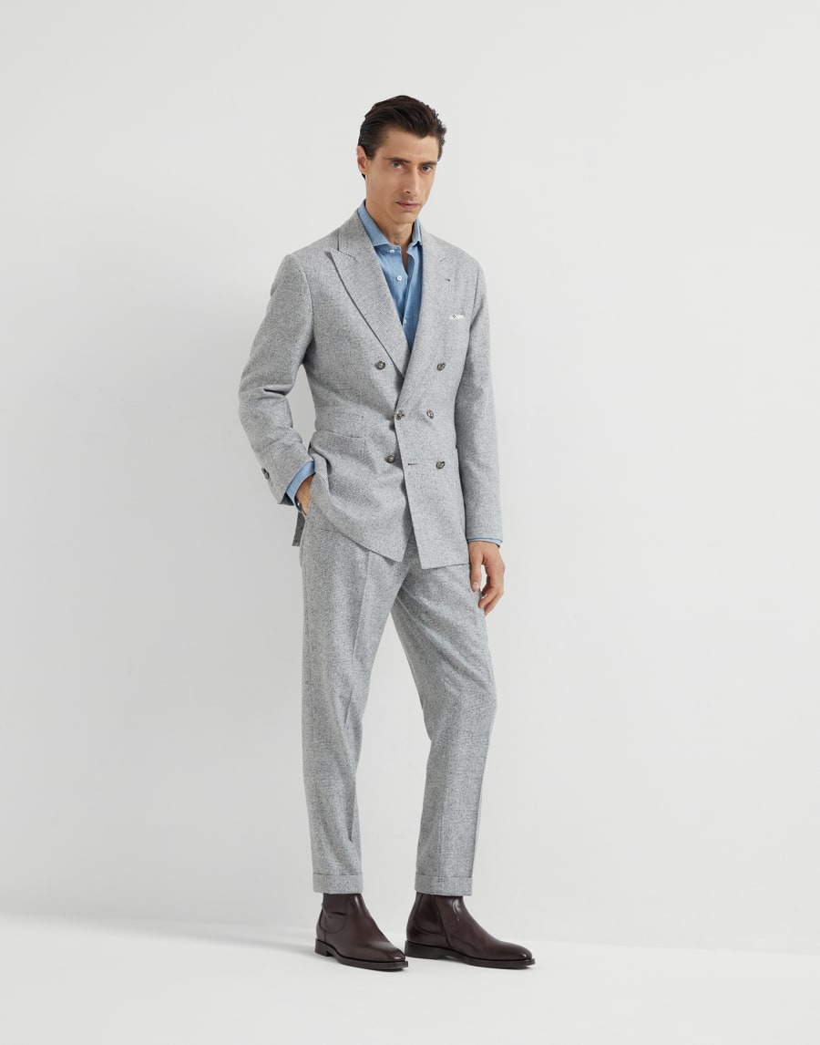 Prince of wales suit Light Grey Man - Brunello Cucinelli