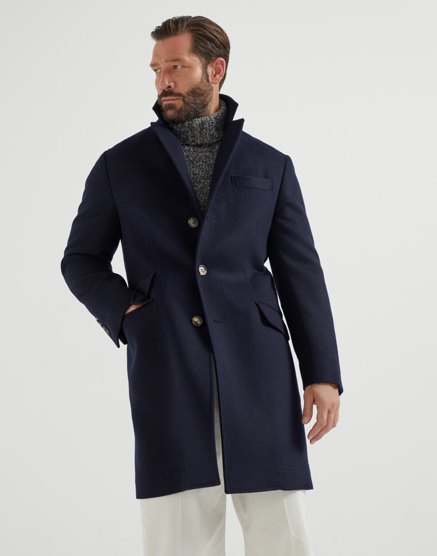 Handcrafted coat Navy Blue Man - Brunello Cucinelli