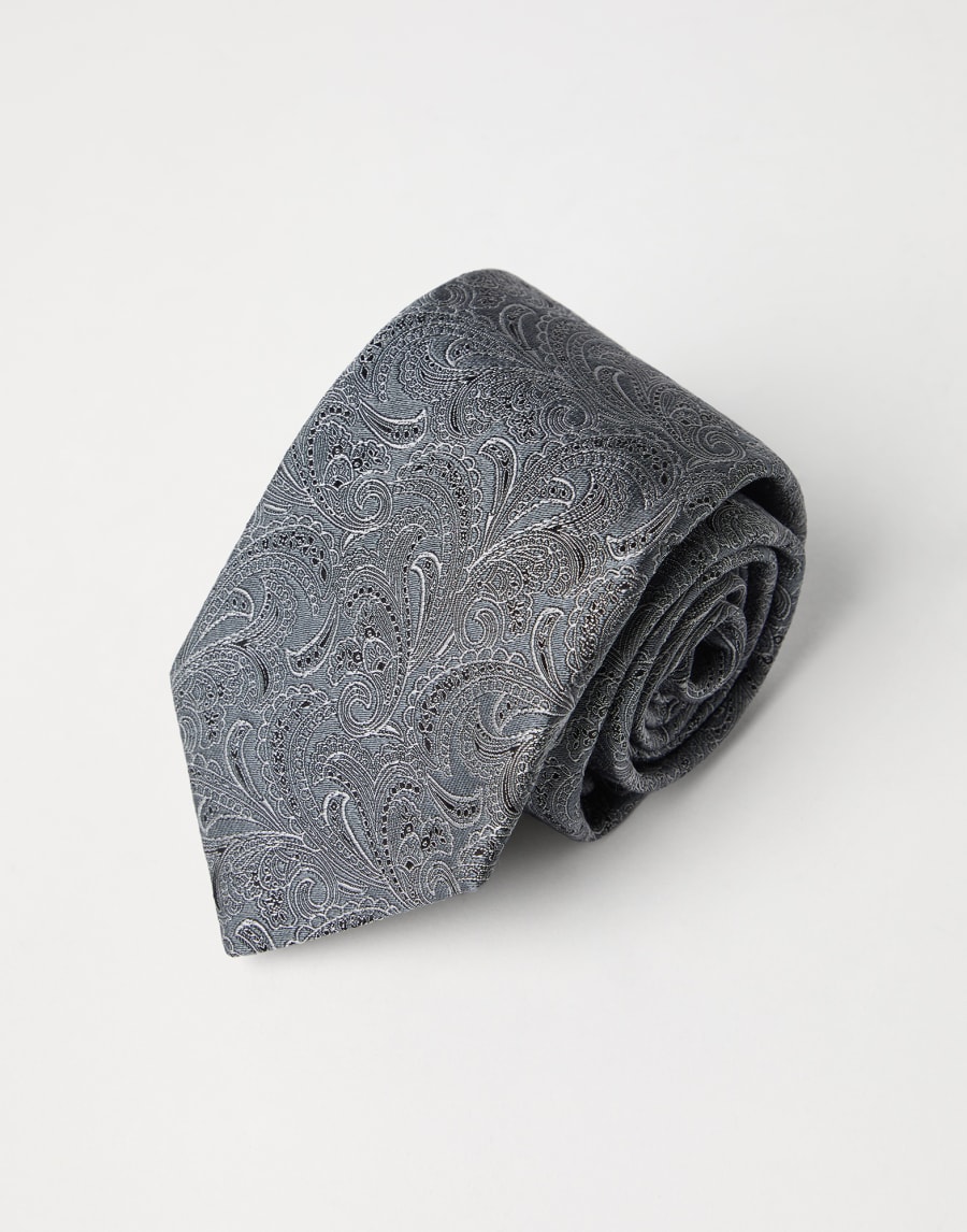 Paisley silk tie Grey Man - Brunello Cucinelli