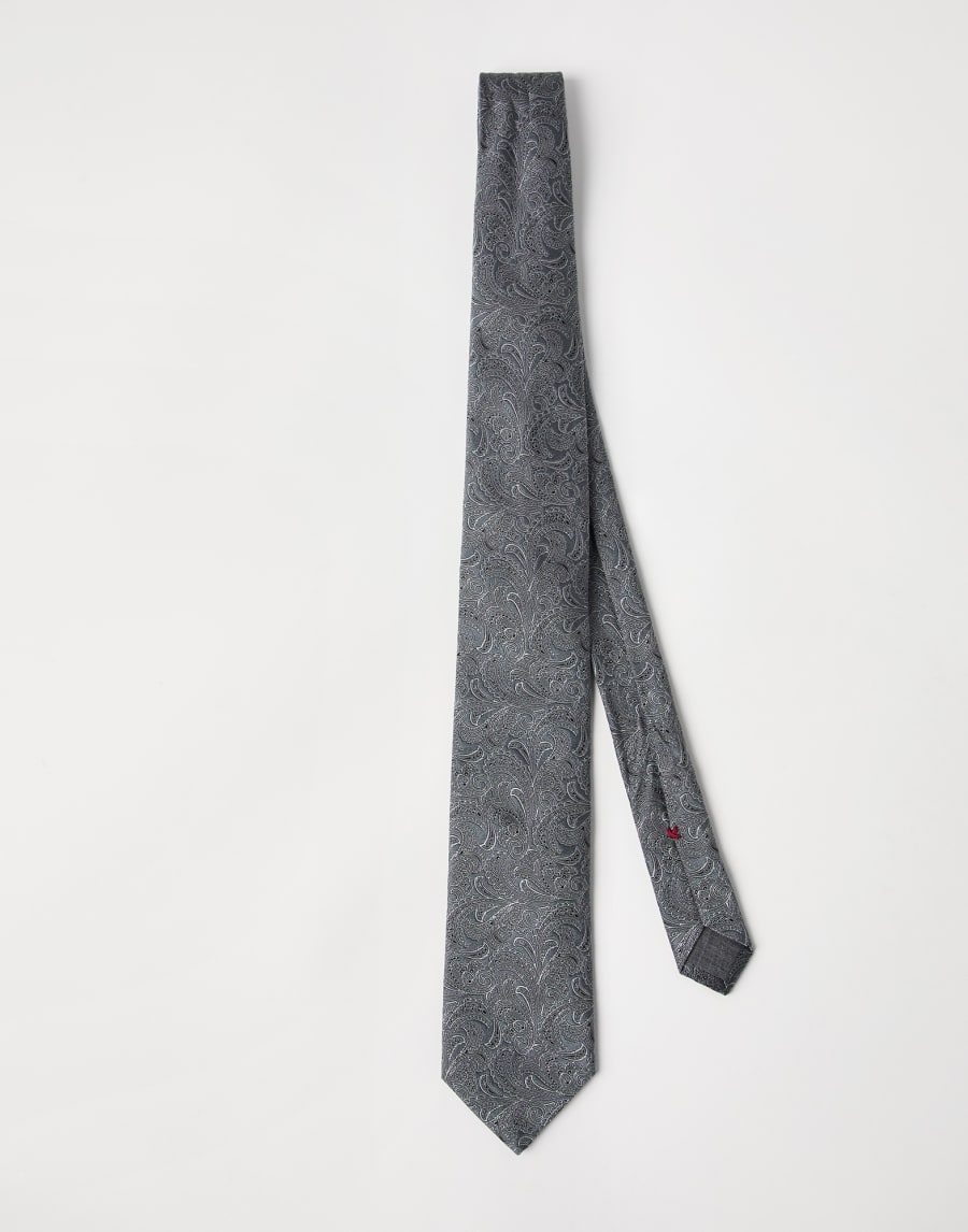 Cravatta in seta Paisley Grigio Uomo - Brunello Cucinelli