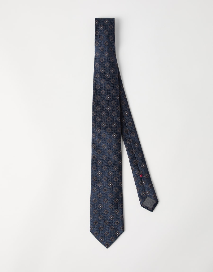 Corbata en tela de espiga Azul Aviación Hombre - Brunello Cucinelli