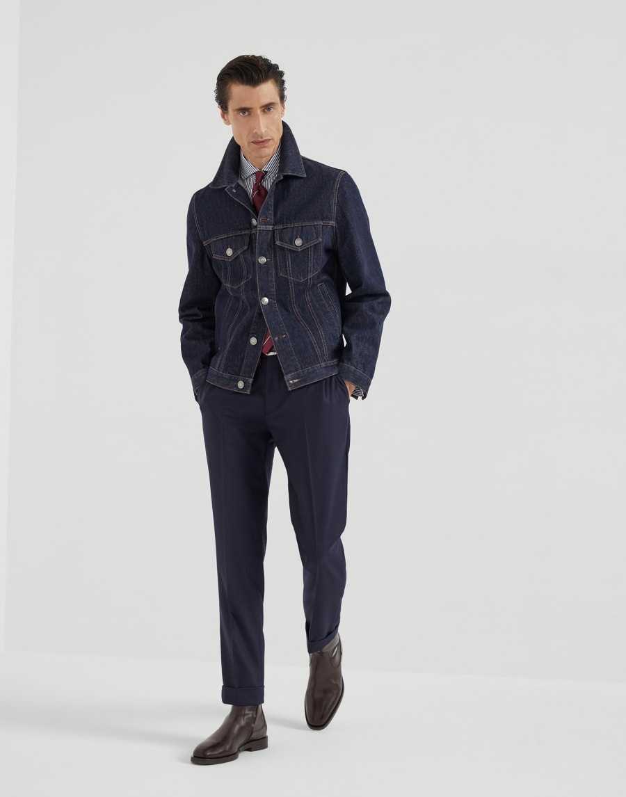Striped poplin shirt Navy Blue Man - Brunello Cucinelli