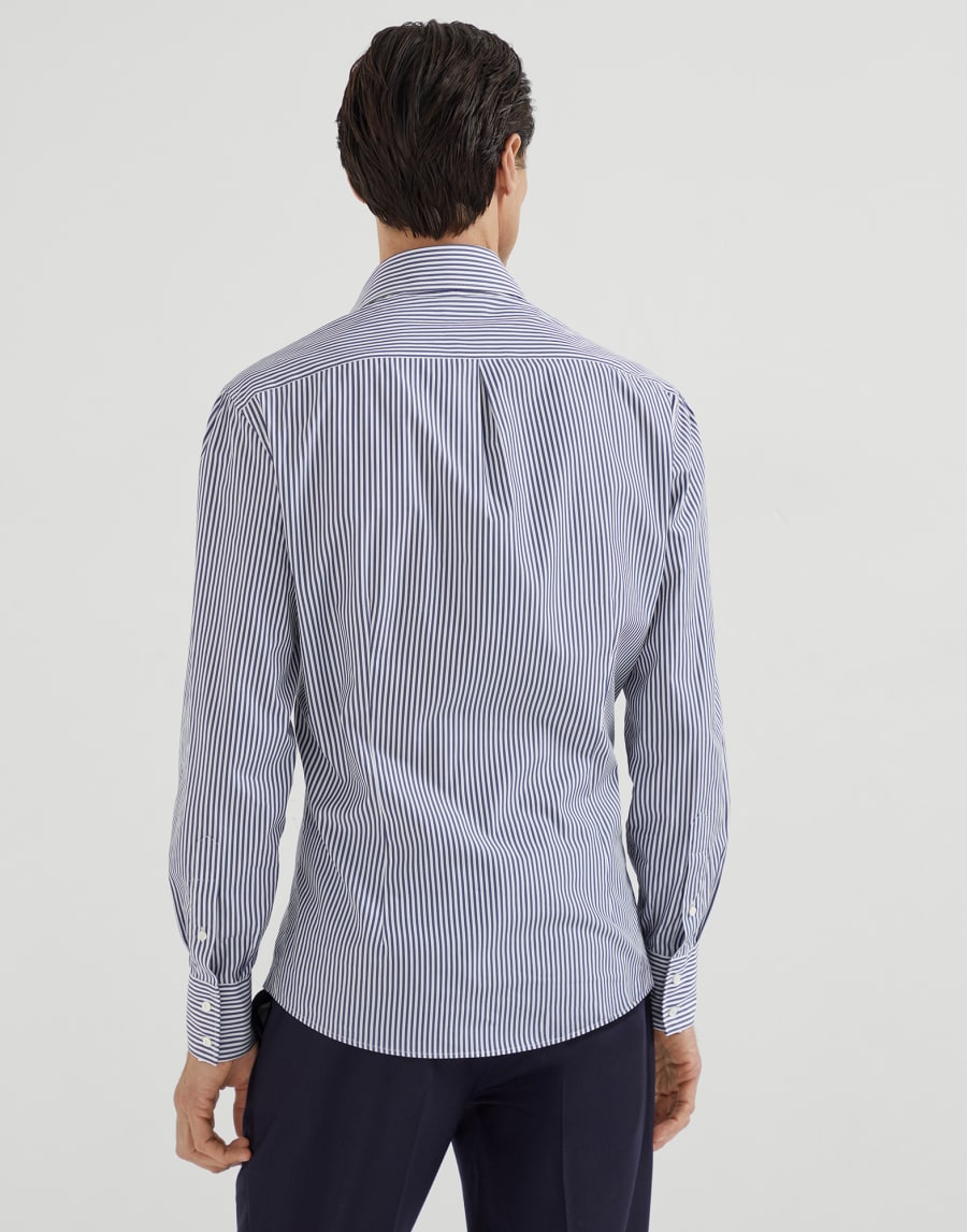 Striped poplin shirt Navy Blue Man - Brunello Cucinelli