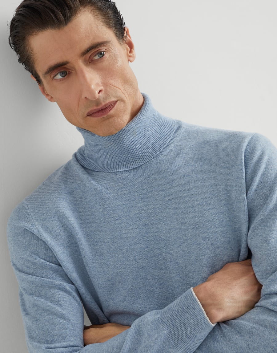 Turtleneck sweater Denim Man - Brunello Cucinelli