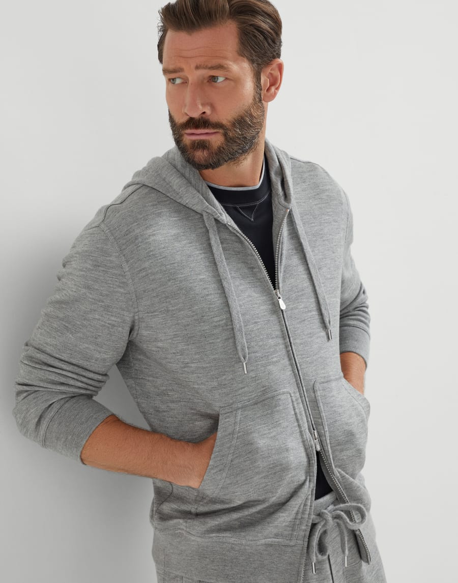 Cashmere and silk French terry sweatshirt Grey Man - Brunello Cucinelli