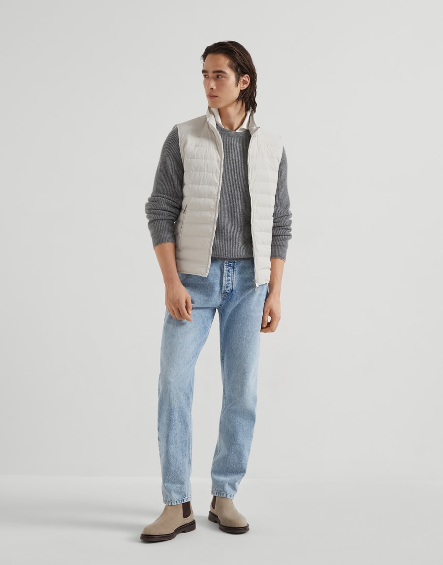 Lightweight down vest Ivory Man - Brunello Cucinelli