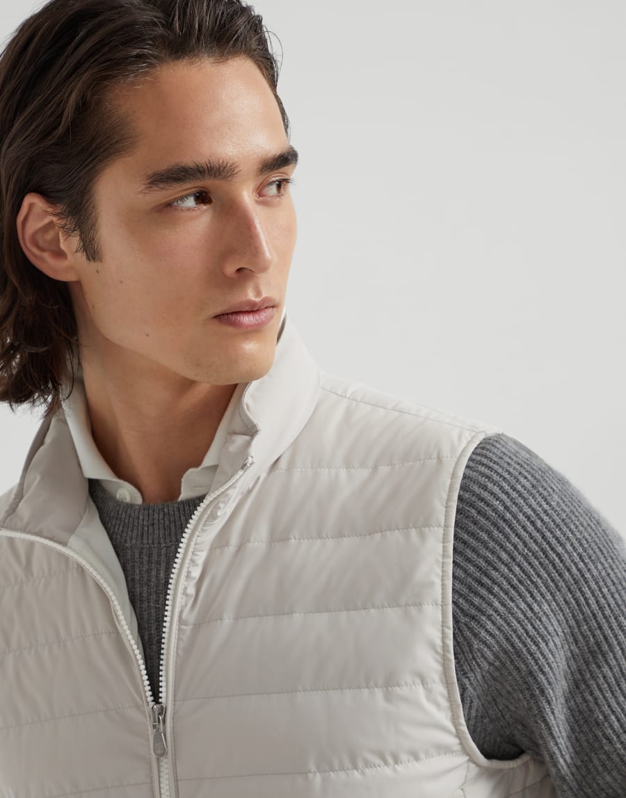 Lightweight down vest Ivory Man - Brunello Cucinelli