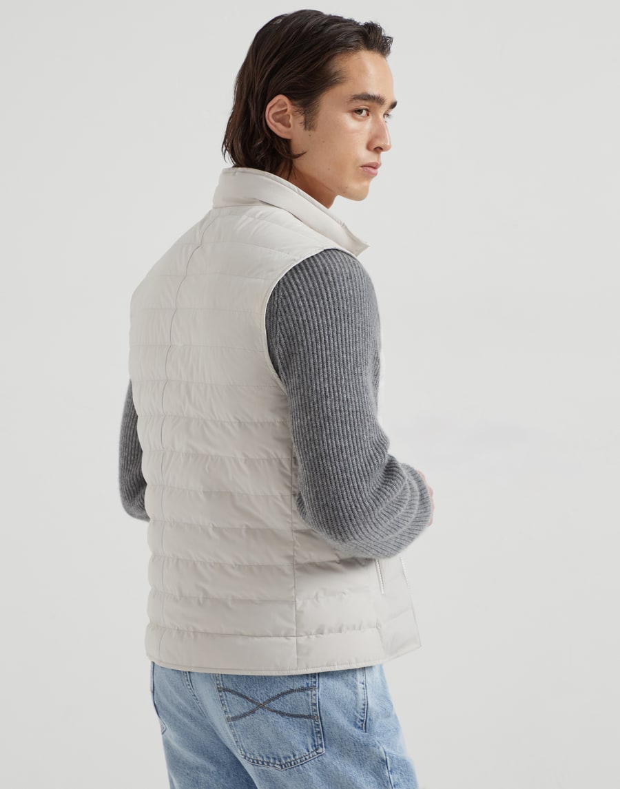Lightweight down vest Ivory Man - Brunello Cucinelli