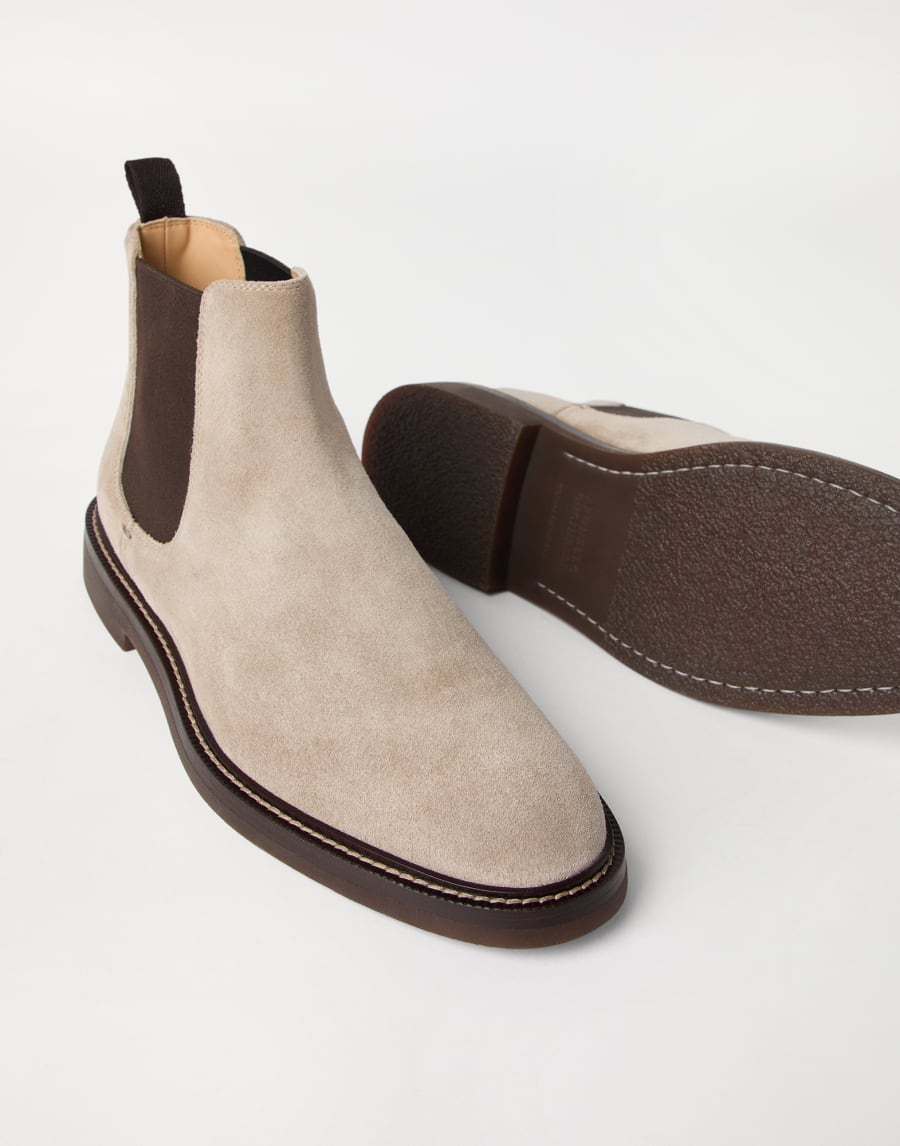 Botines Chelsea de piel de ante Beige Claro Hombre - Brunello Cucinelli