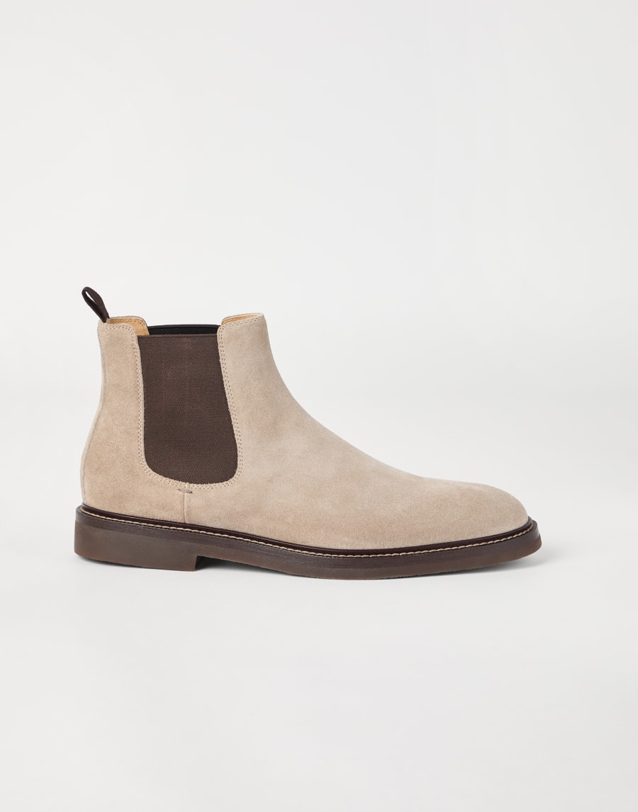 Botines Chelsea de piel de ante Beige Claro Hombre - Brunello Cucinelli