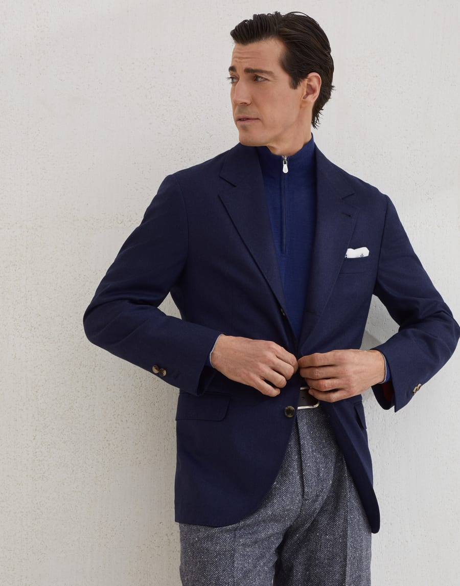 Maglia leggera con zip Zaffiro Uomo - Brunello Cucinelli