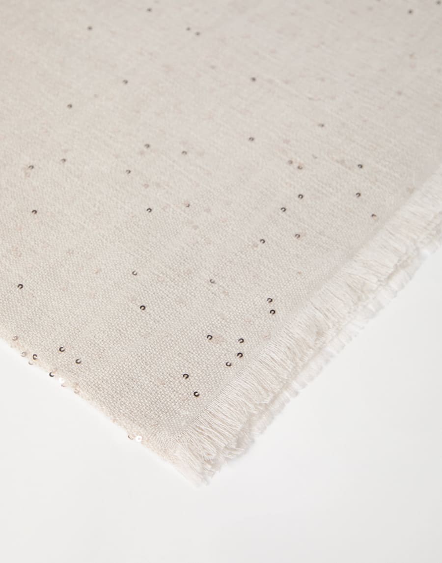 Cashmere and silk Diamond yarn scarf Oat Woman - Brunello Cucinelli