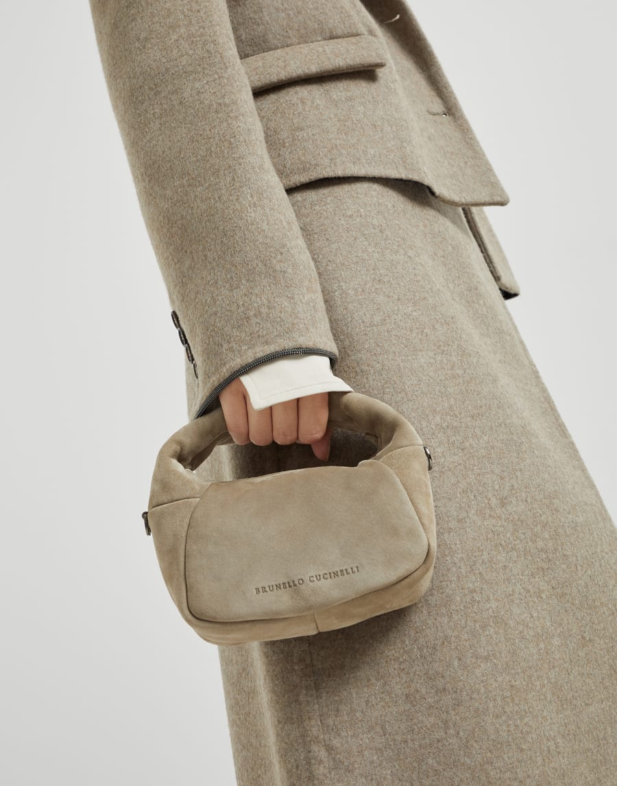 Borsa Hobo BC Duo mini in camoscio Grigio Chiaro Donna - Brunello Cucinelli