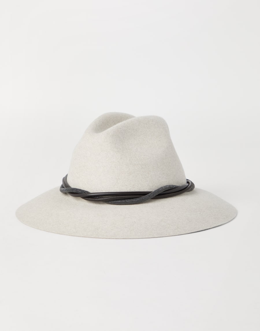Felt fedora with monili Light Grey Woman - Brunello Cucinelli