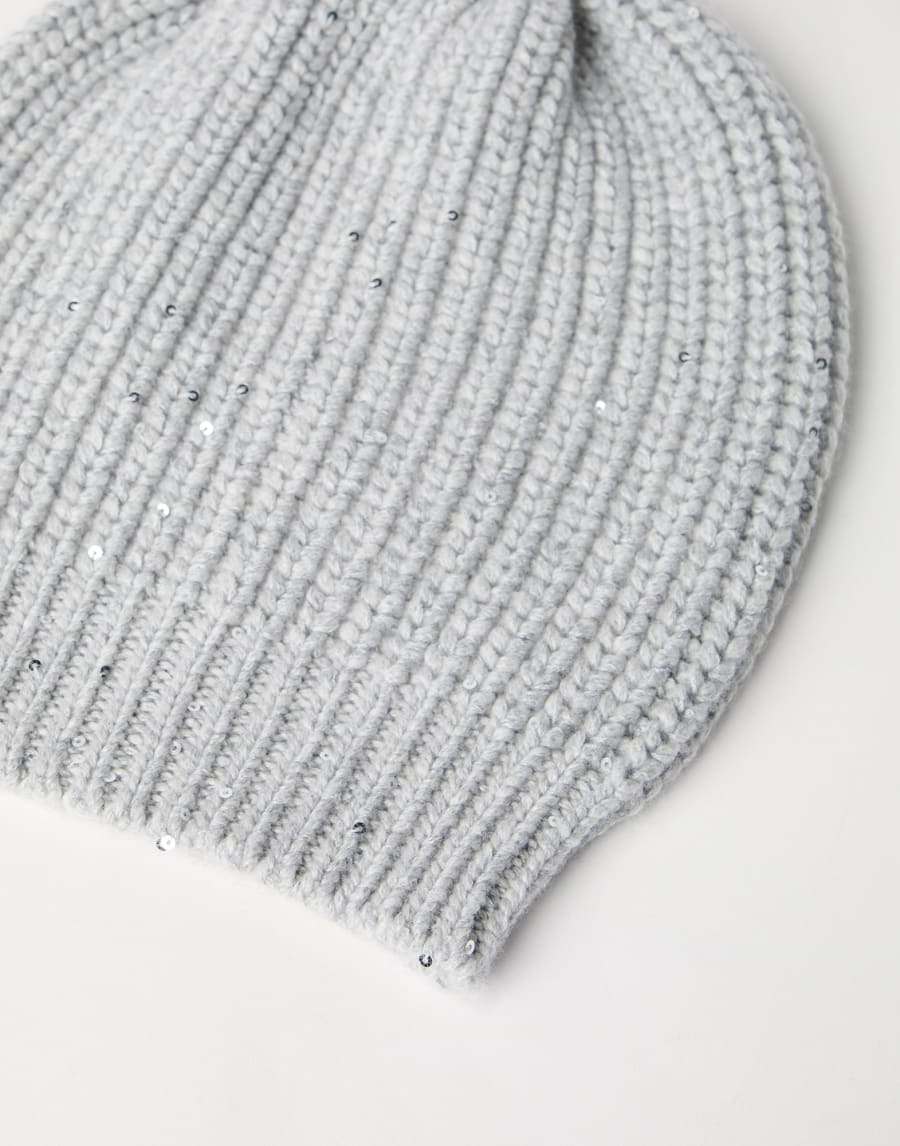 Cashmere and silk beanie Light Grey Woman - Brunello Cucinelli