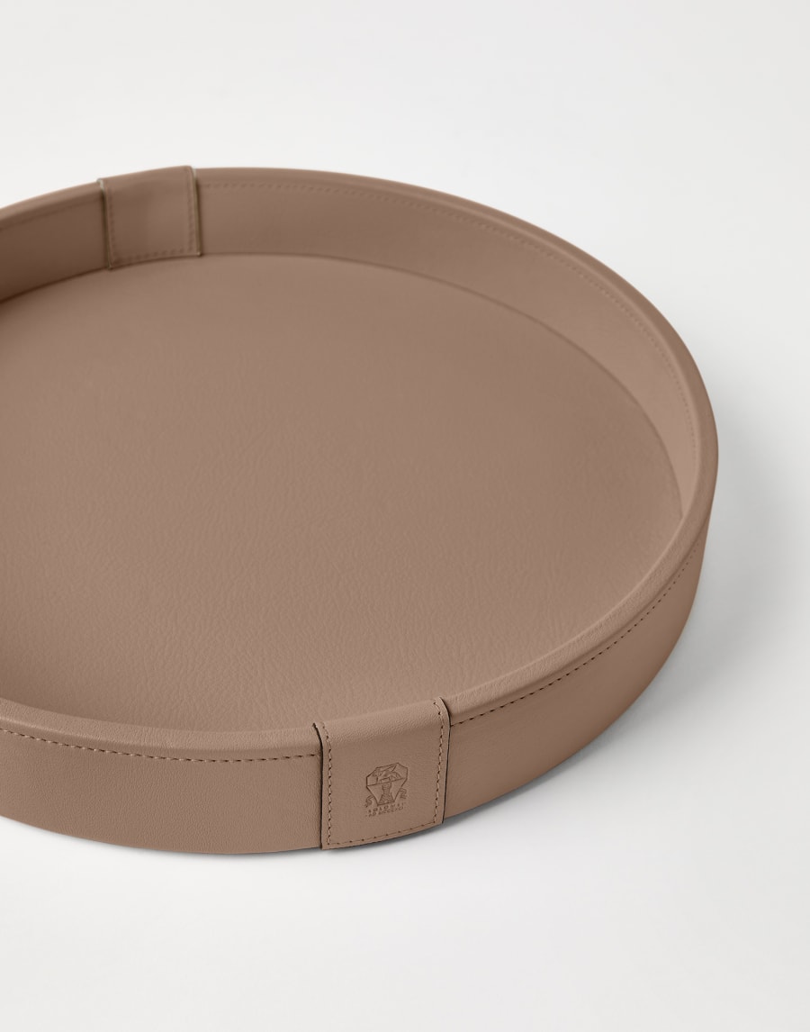 Petit plateau en bois et cuir Marron Clair Lifestyle - Brunello Cucinelli