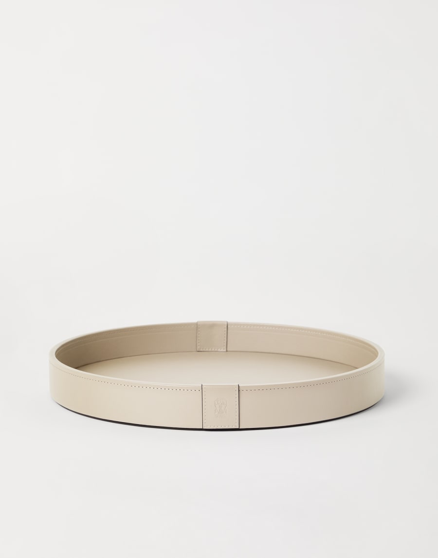 Поднос из дерева с покрытием из кожи Рисово-Белый Стиль жизни - Brunello Cucinelli