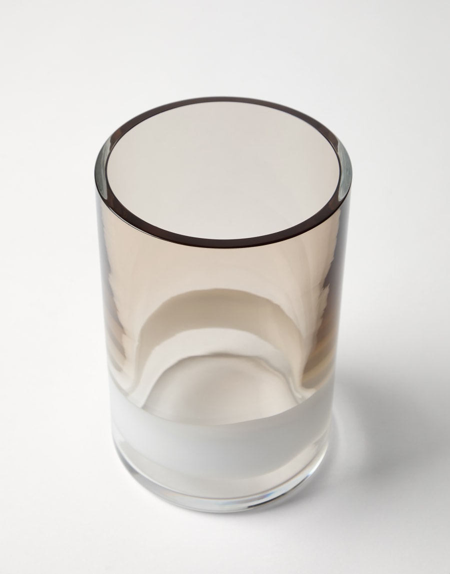 Murano glass small striped cilinder vase Natural Lifestyle - Brunello Cucinelli