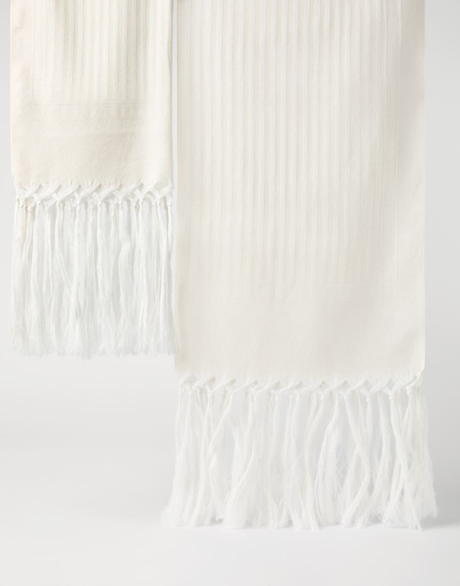 Pair of chevron towels White Lifestyle - Brunello Cucinelli