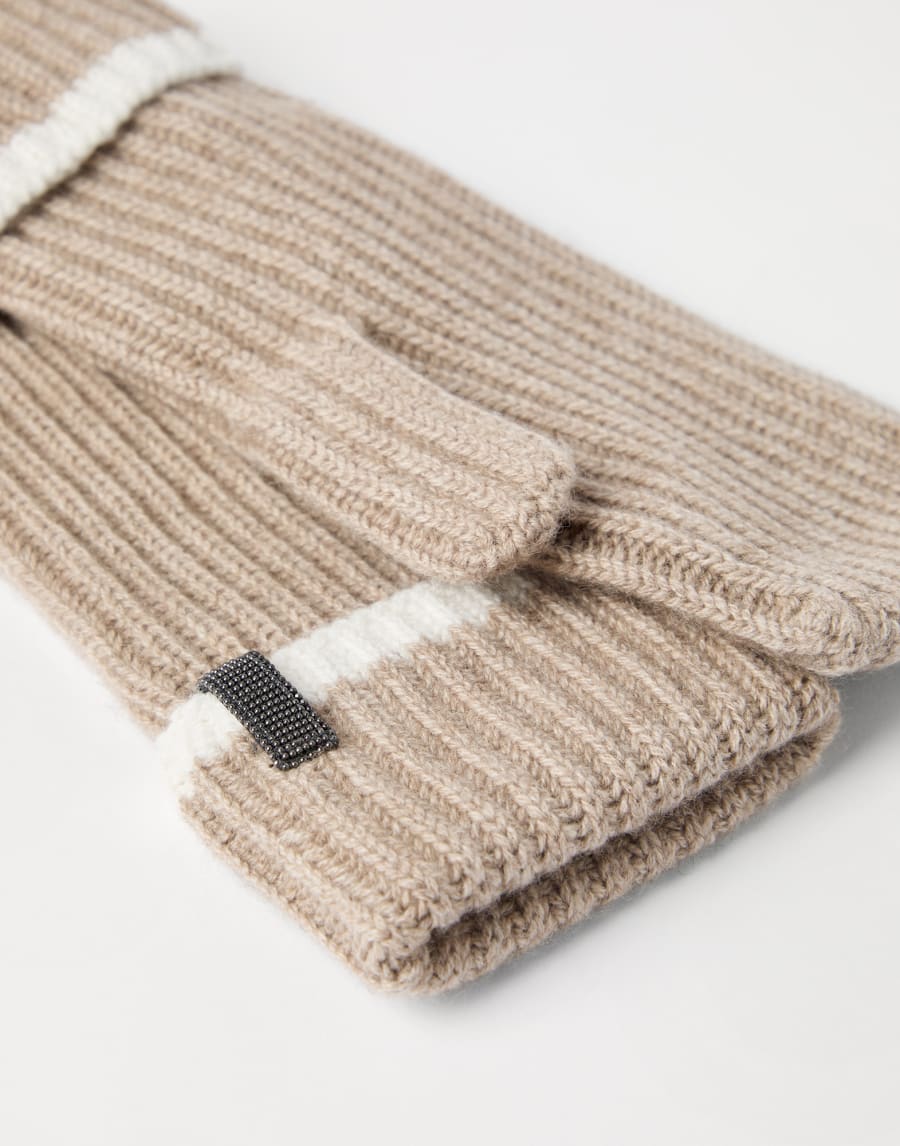Cashmere knit mittens Light Brown Woman - Brunello Cucinelli