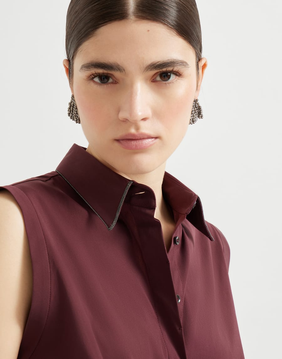 Stretch poplin shirt Burgundy Woman - Brunello Cucinelli