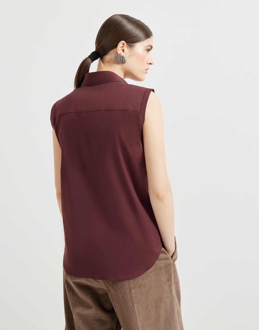 Stretch poplin shirt Burgundy Woman - Brunello Cucinelli