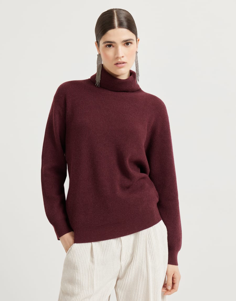 English Rib knit sweater Amaranth Woman - Brunello Cucinelli