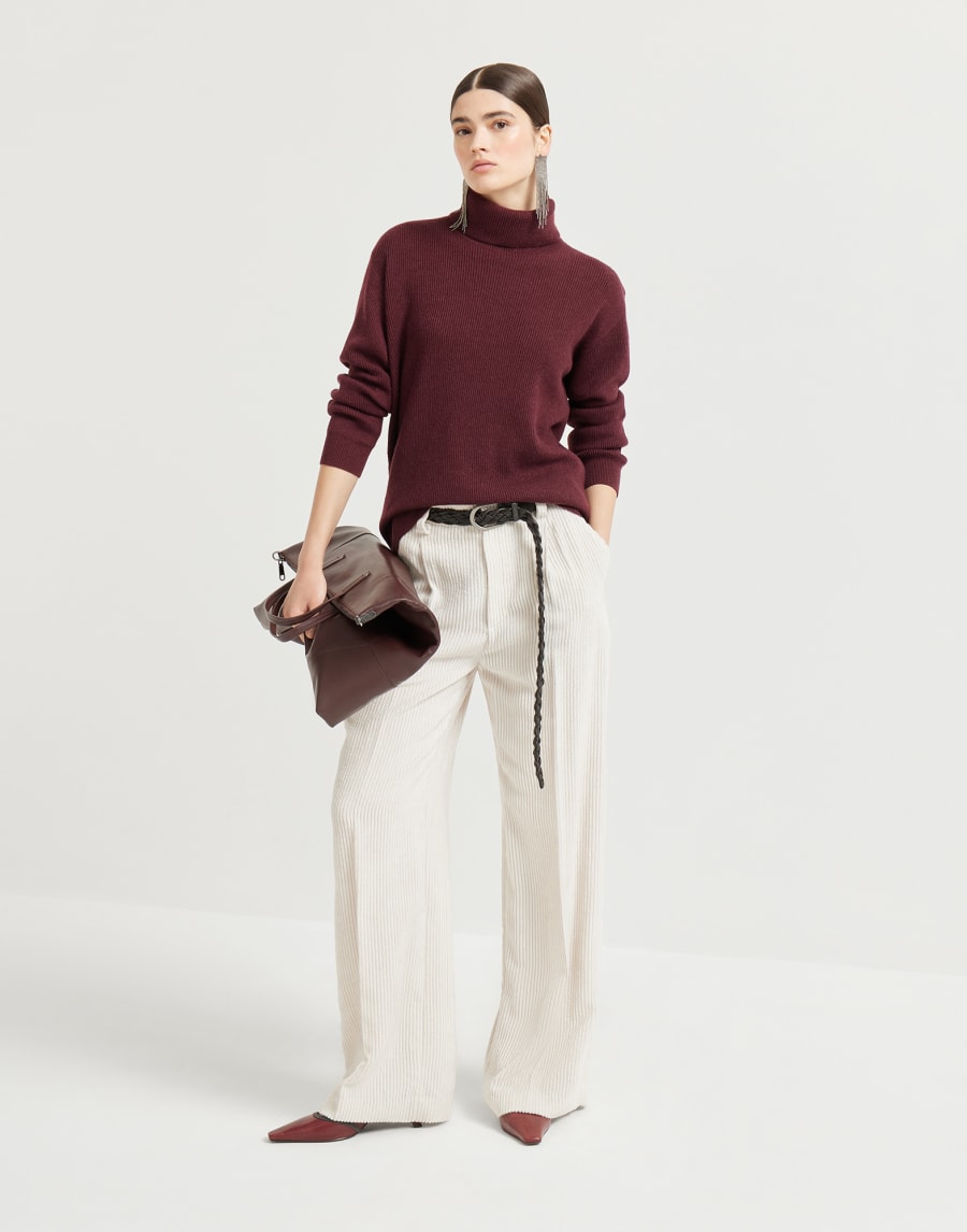 Cashmere English rib sweater Amaranth Woman - Brunello Cucinelli