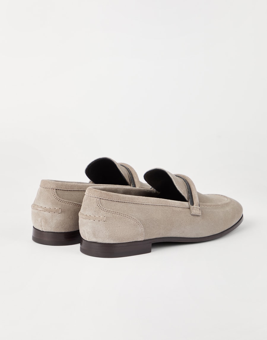 Suede Penny loafer Light Grey Woman - Brunello Cucinelli