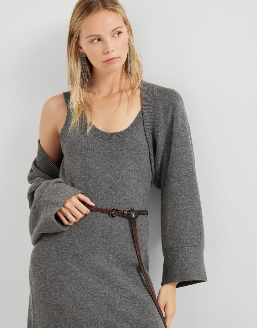 Abrigo en punto doble Plomo Mujer - Brunello Cucinelli