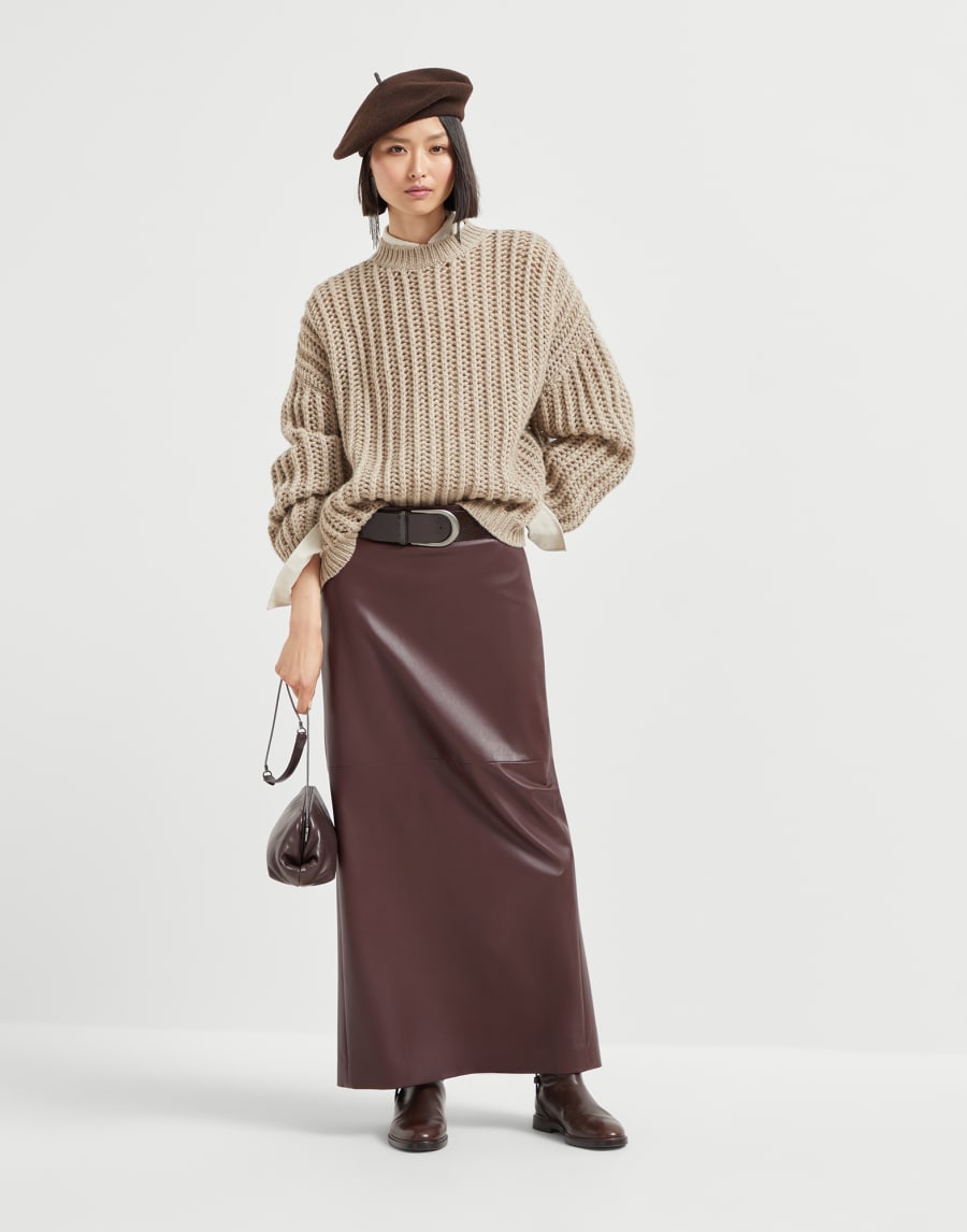 Cashmere Feather yarn sweater Brown Woman - Brunello Cucinelli