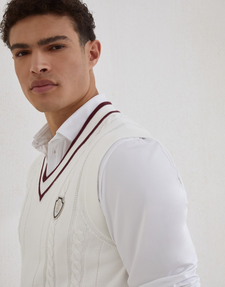 Cable knit sweater vest Panama Man - Brunello Cucinelli