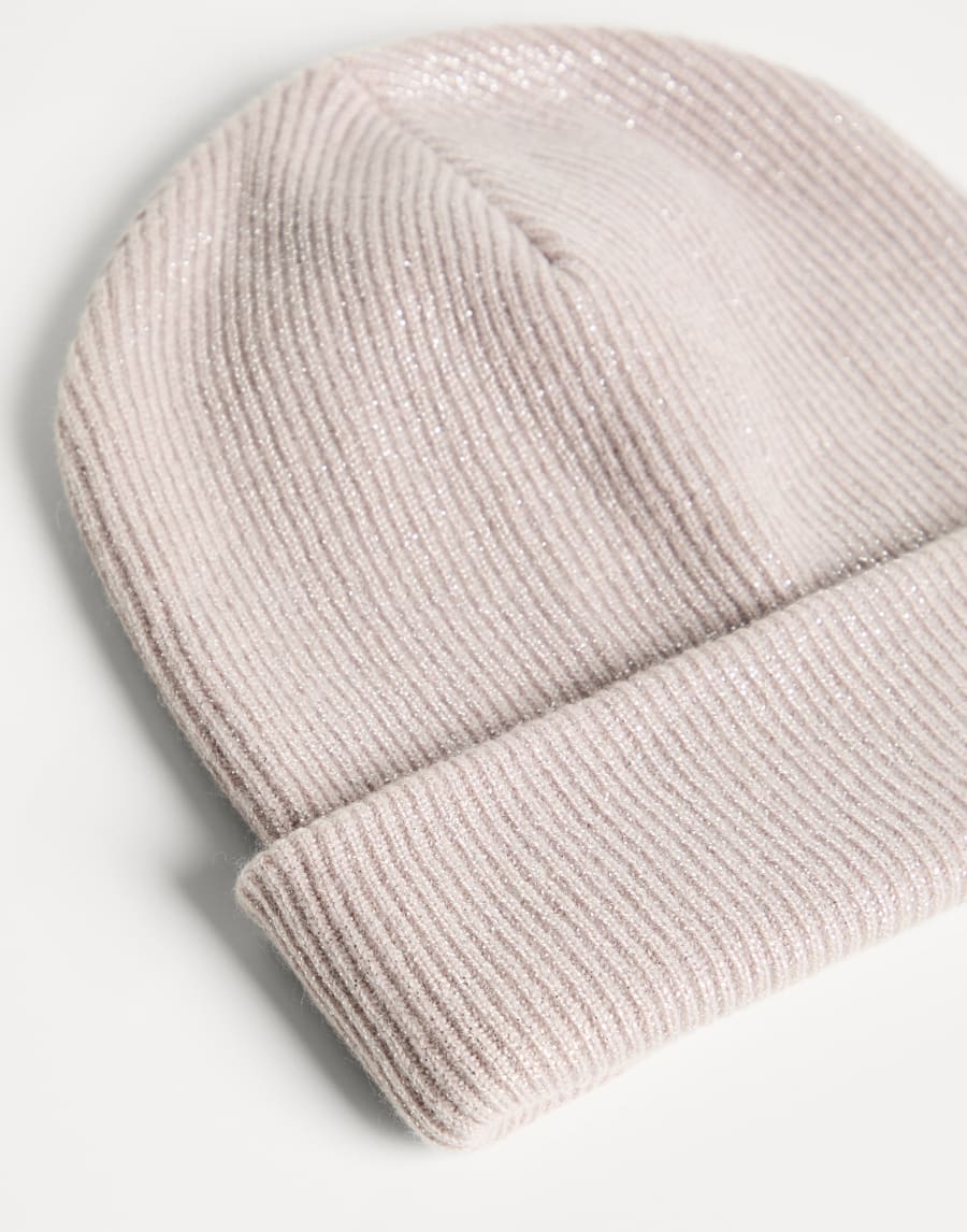 Cashmere rib knit beanie Pink Girls - Brunello Cucinelli