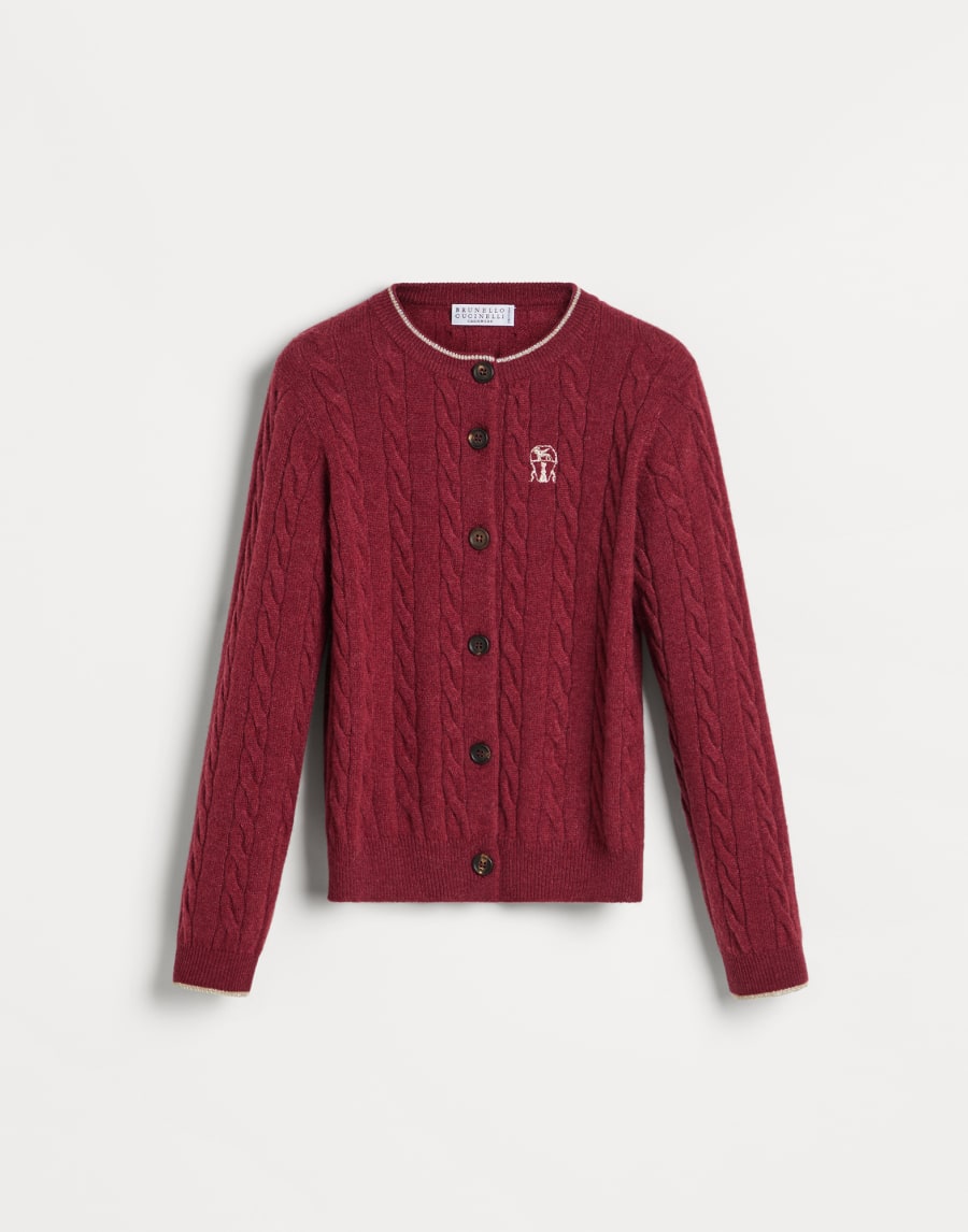 Cable knit cardigan Red Girls - Brunello Cucinelli