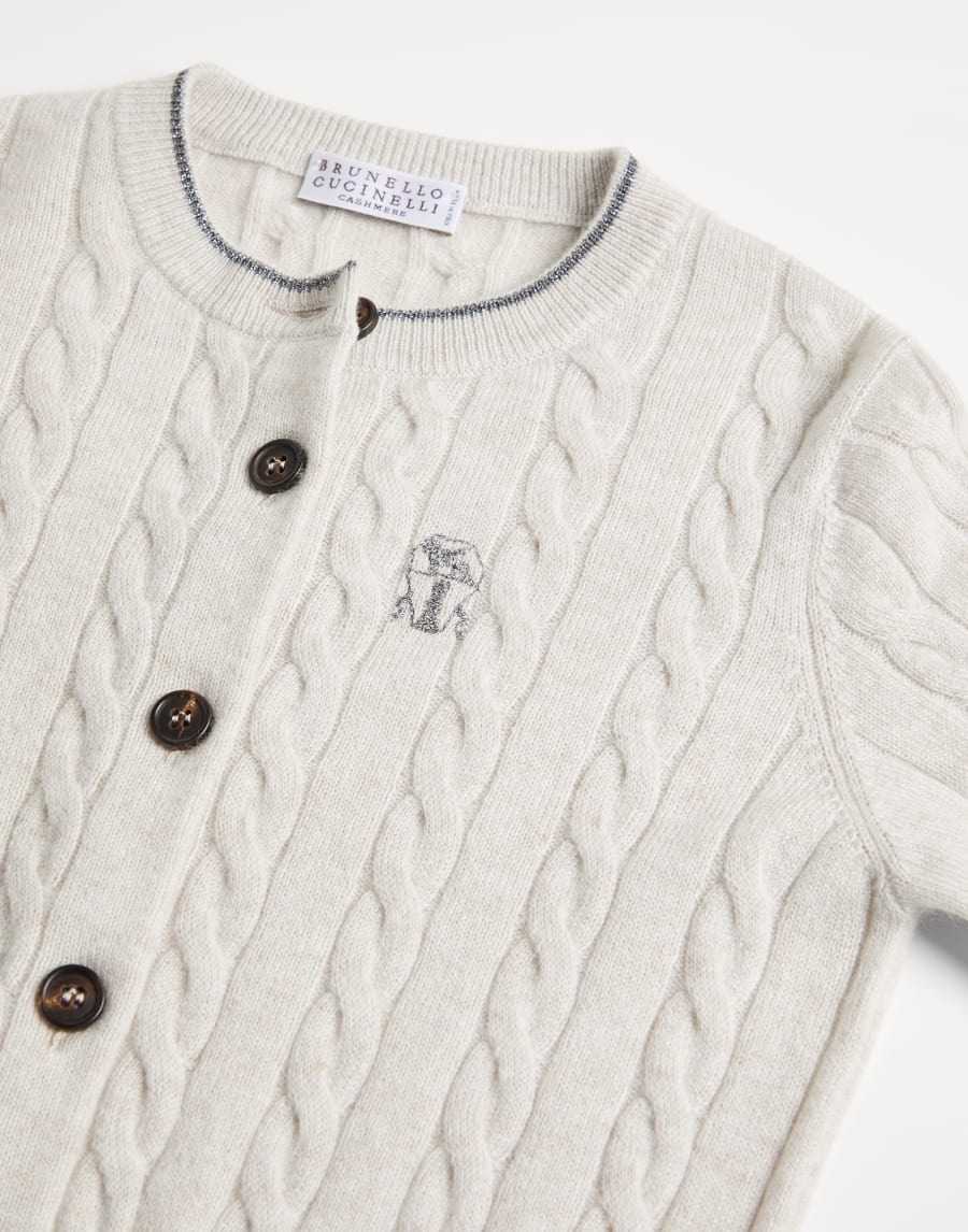 Cable knit cardigan Light Grey Girls - Brunello Cucinelli